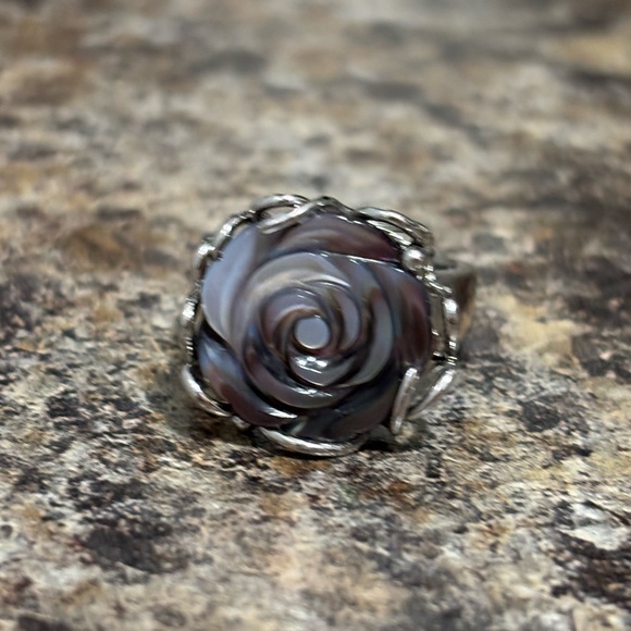 Genuine Abalone Solid Sterling Silver 925 Stamp Flower/Rose One Size Adj… - Picture 14 of 15